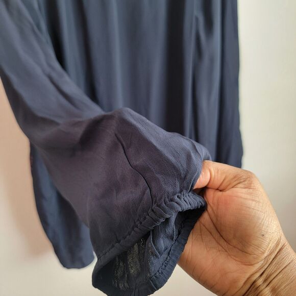 J.Jill Floral Embroidered Blouse Navy 2X Top - Picture 5 of 9